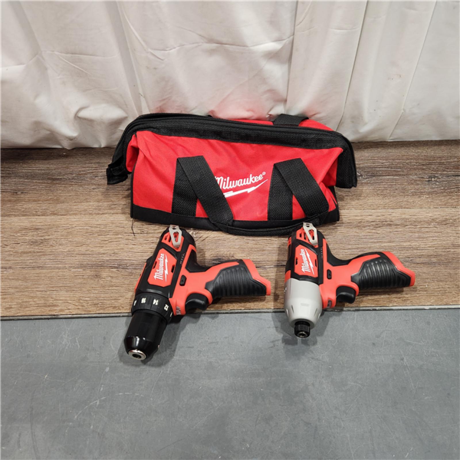 AS IS M12 12V Lithium-Ion Cordless Drill Driver/Impact Driver Combo Kit with Two 1.5Ah Batteries, Charger and Bag (2-Tool)