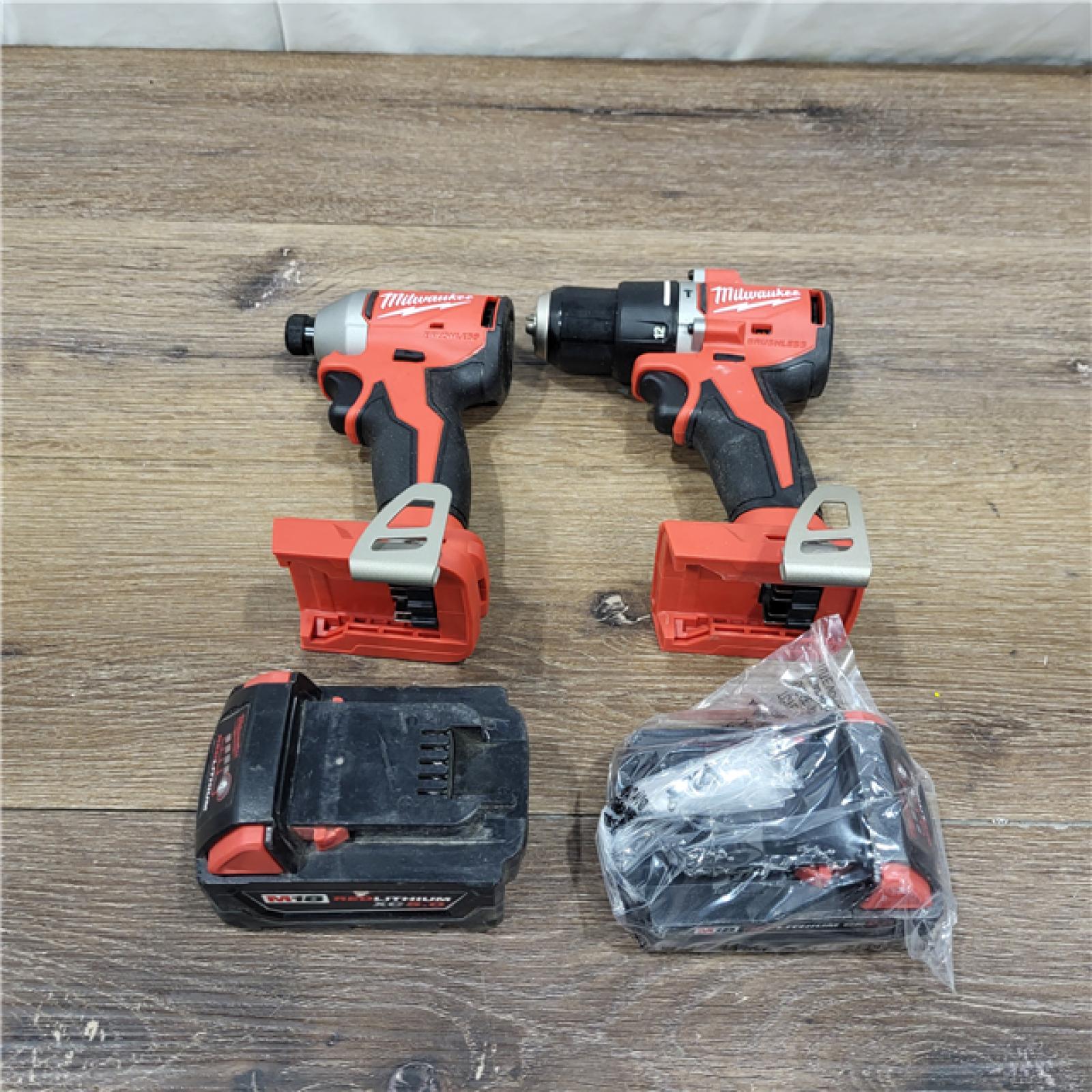 AS-IS Milwaukee M18 18V Cordless Brushed 2 Tool Drill/Driver and Impact Driver Kit