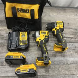 AS-IS Dewalt DCK225D2 20V MAX ATOMIC Brushless Compact Lithium-Ion 1/2 in. Cordless Drill Driver and 1/4 in. Impact Driver Combo Kit with 2 Batteries 2 Ah