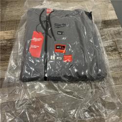 AS-IS MILWAUKEE Men's Large M12 12-Volt Lithium-Ion Cordless Gray Heated Jacket Hoodie Kit with (1) 2.0 Ah Battery and Charger