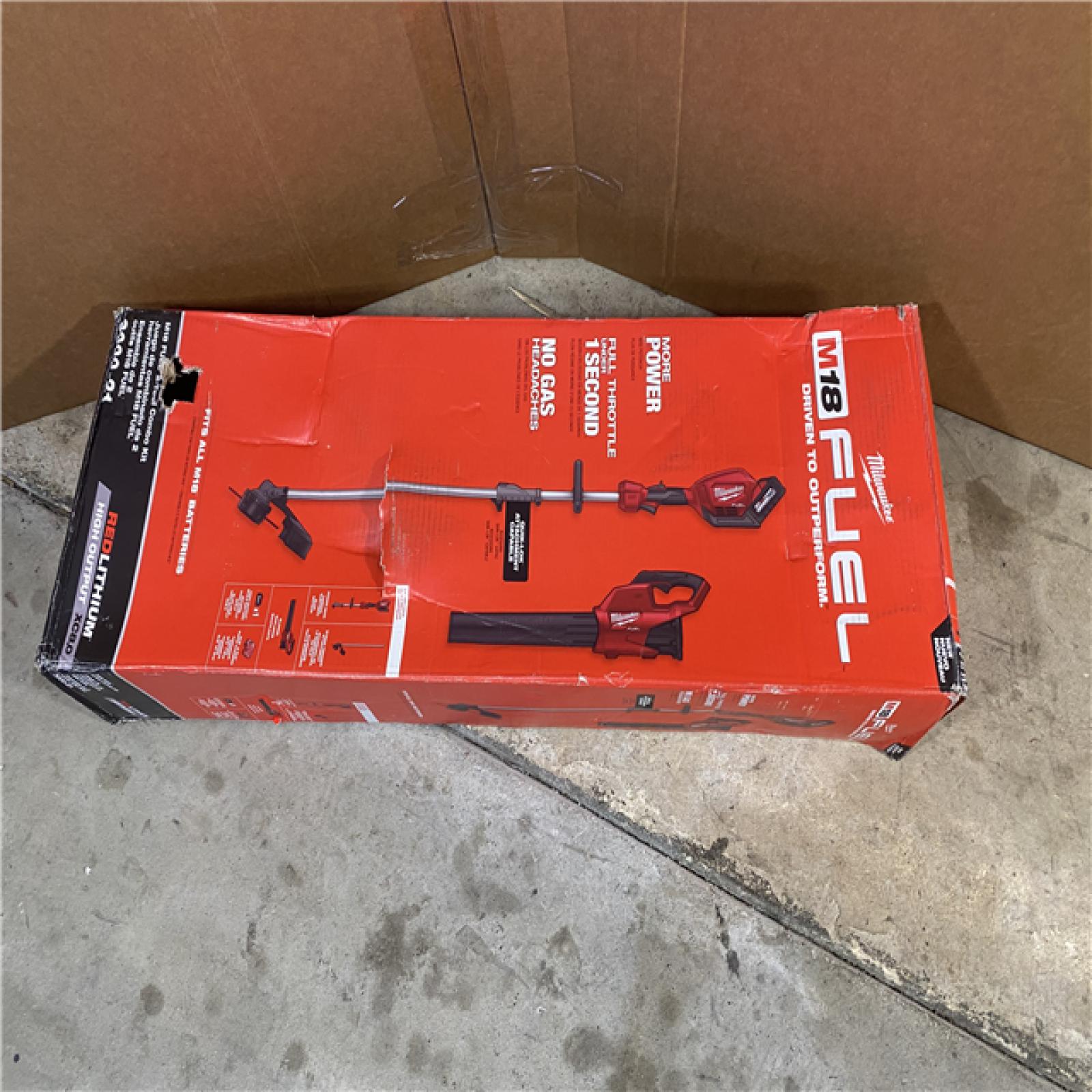 HOUSTON LOCATION -AS-IS Milwaukee 3000-21 M18 FUEL Brushless Lithium-Ion Cordless String Trimmer with QUIK-LOK / Blower Combo Kit (8 Ah) (NO BATTERY AND CHARGER))