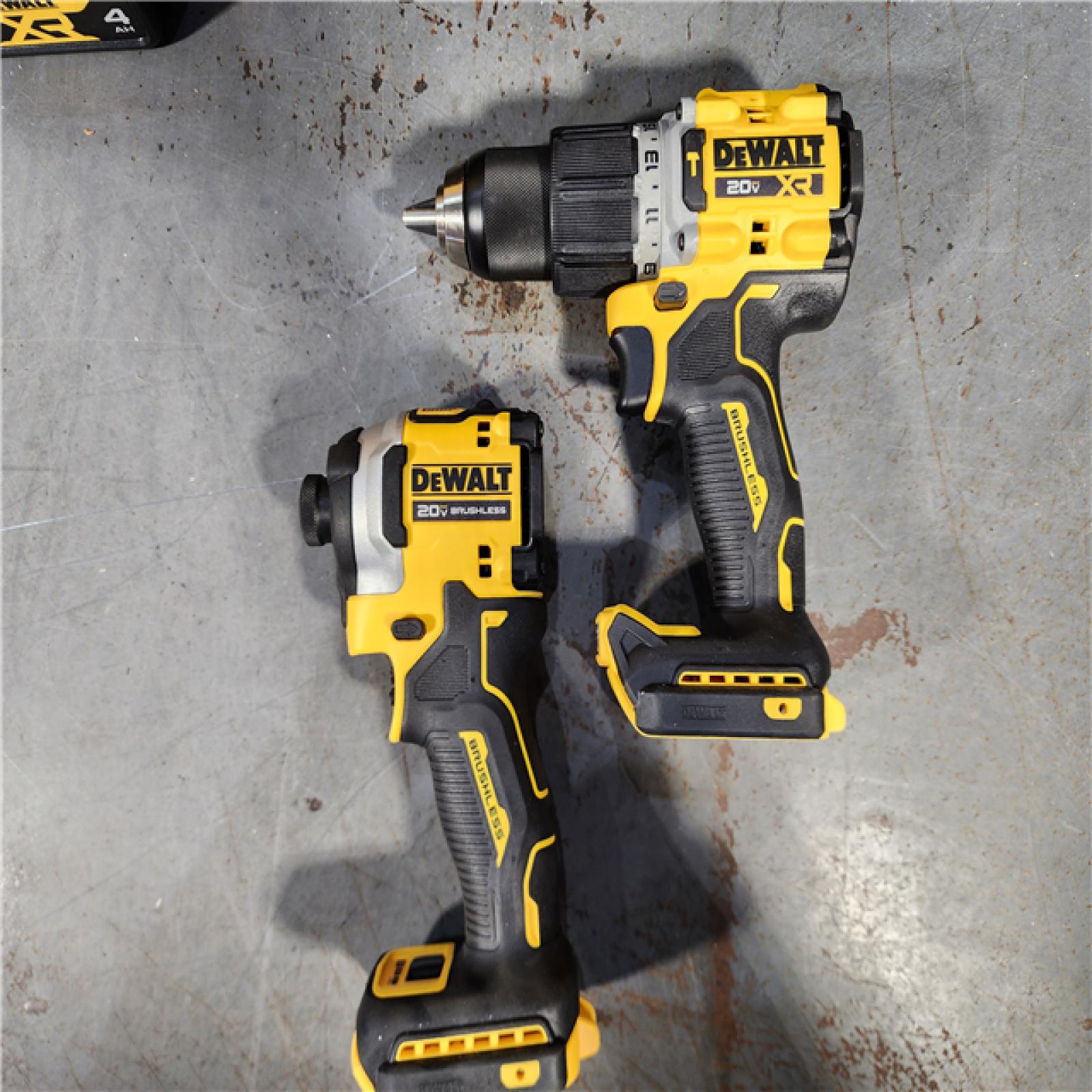 HOUSTON LOCATION - AS-IS DEWALT 20V MAX XR Hammer Drill and ATOMIC Impact Driver 2 Tool Cordless Combo Kit with (2) 4.0Ah Batteries, Charger, and Bag