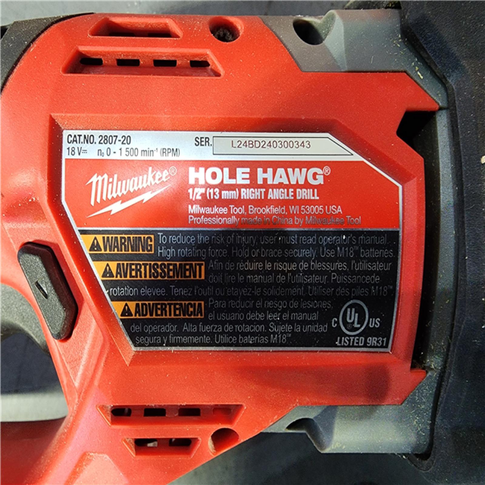 HOUSTON LOCATION - AS-IS Milwaukee M18 FUEL GEN II Brushless Cordless 1/2 in. Hole Hawg Right Angle Drill (Tool-Only)