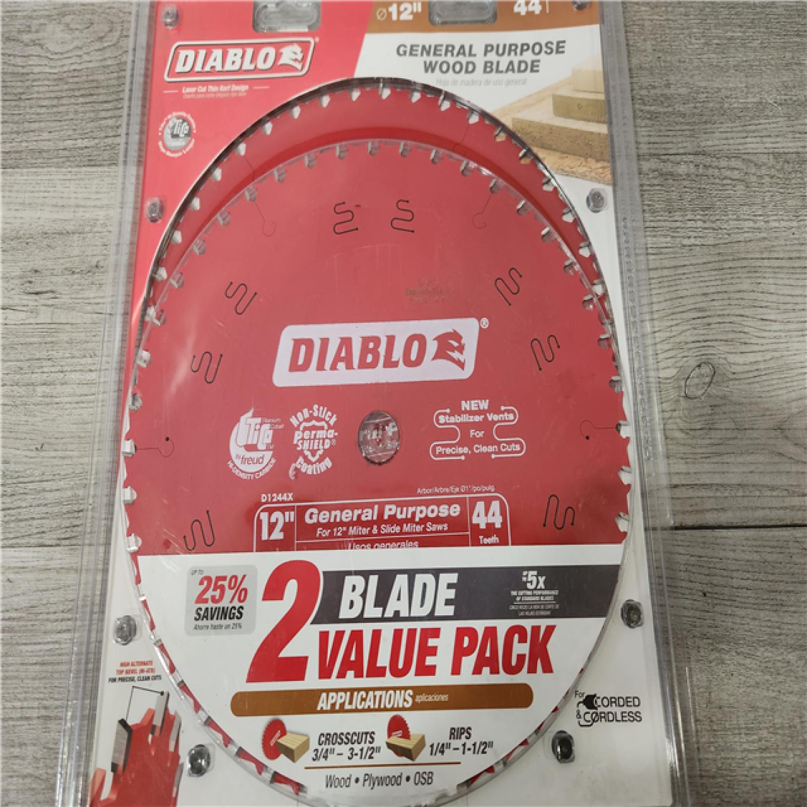 Phoenix Location DIABLO 12in. x 44-Tooth General Purpose Saw Blade for Wood 2 Value Pack (2 Count)