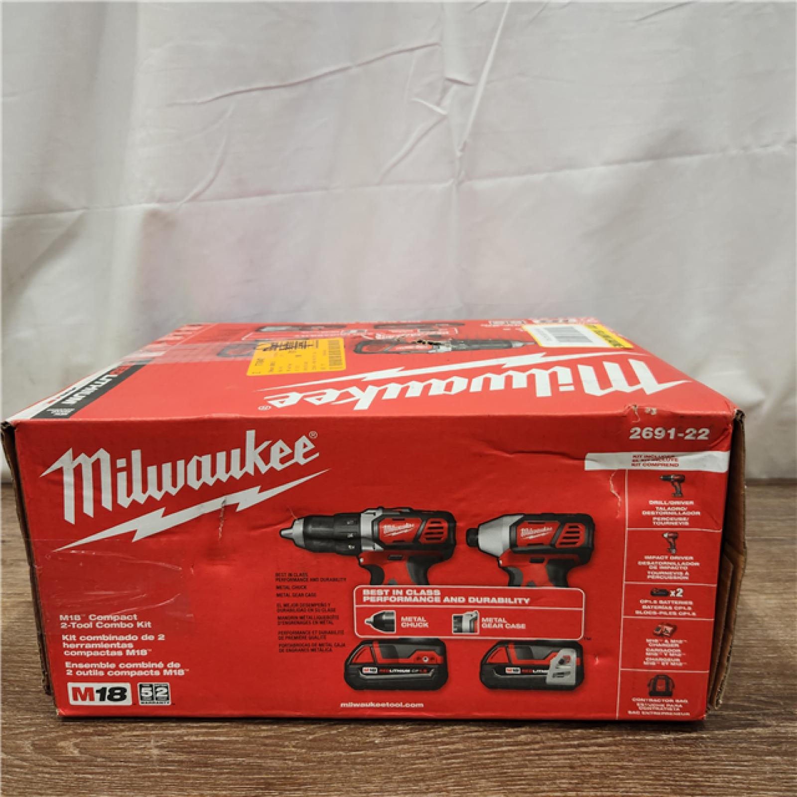 AS-IS Milwaukee M18 18V Cordless Brushed 2 Tool Drill/Driver and Impact Driver Kit