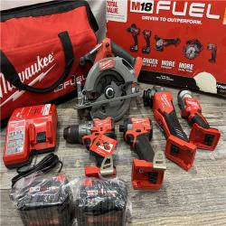 AS-IS MILWAUKEE M18 18-Volt Lithium-Ion Brushless Cordless FUEL Combo Kit (5-Tool) with 2-Batteries, 1-Charger, and Tool Bag