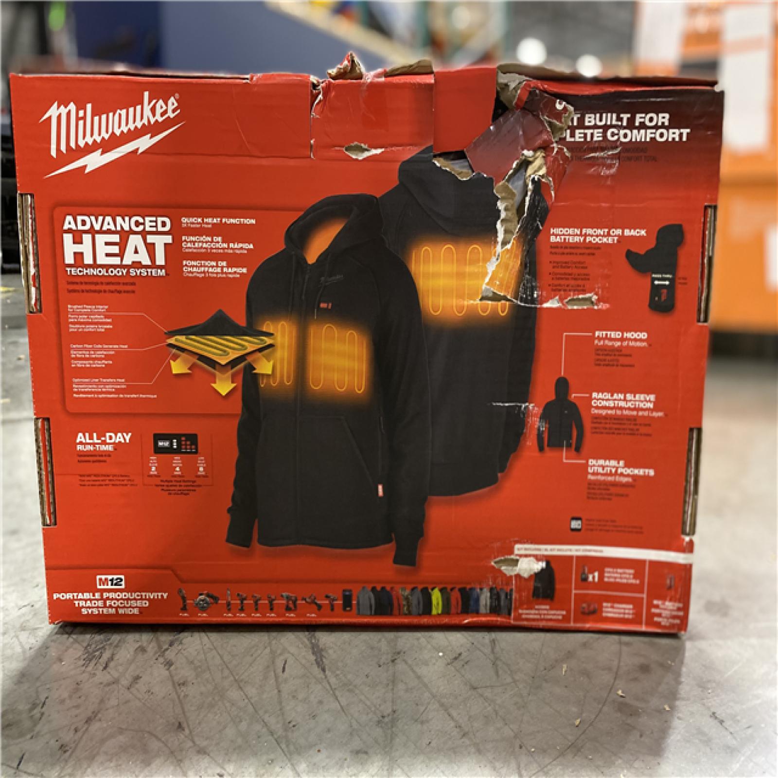 NEW! - Milwaukee Men's X-Large M12 12-Volt Lithium-Ion Cordless Black Heated Jacket Hoodie Kit with (1) 2.0 Ah Battery and Charger