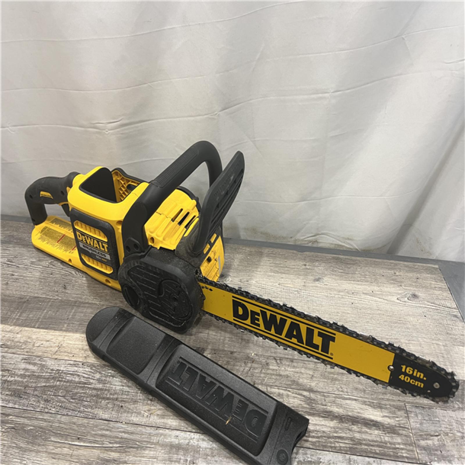 AS-IS DEWALT FLEXVOLT 60V MAX 16in. Brushless Cordless Battery Powered Chainsaw Kit with (1) FLEXVOLT 2 Ah Battery & Charger