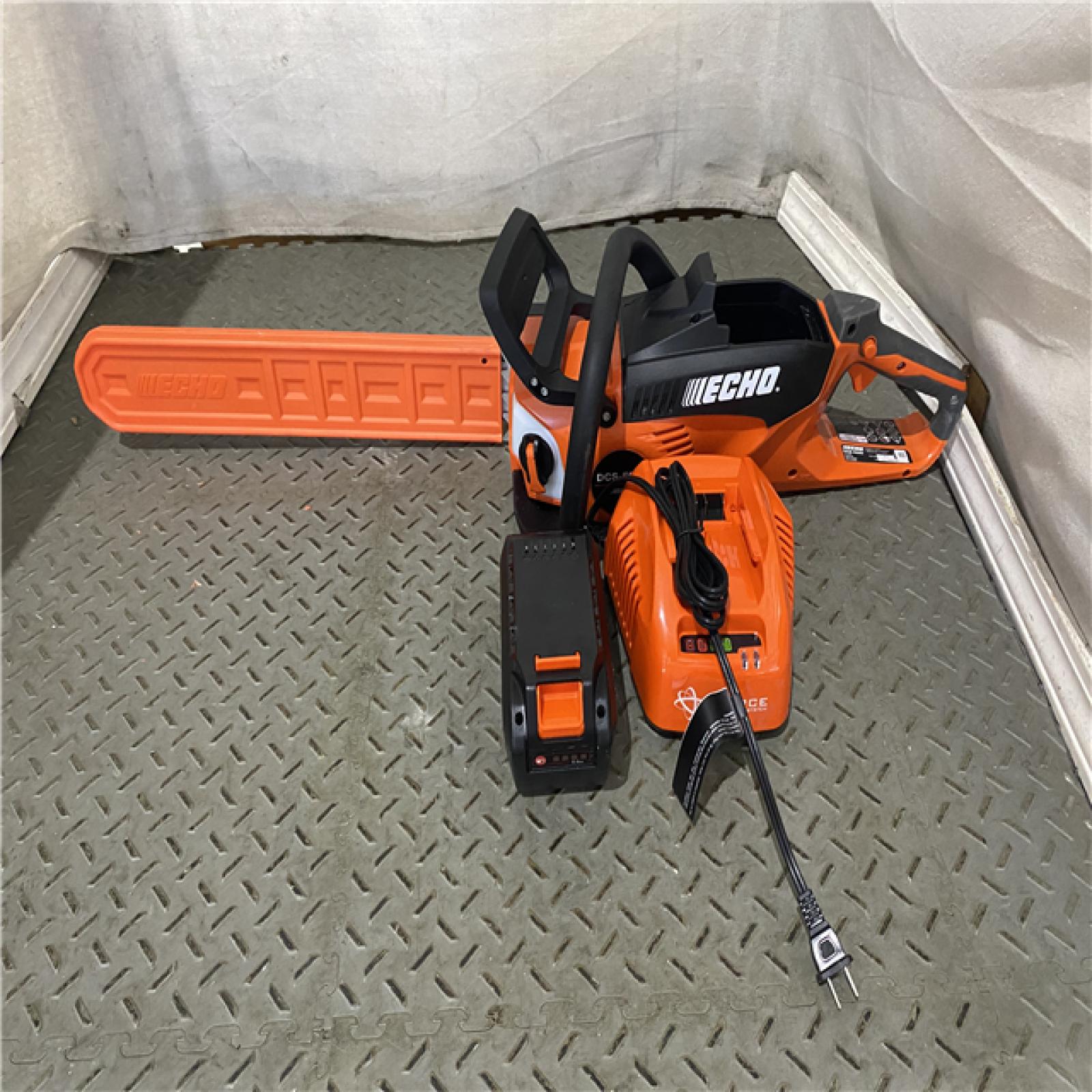 Houston location AS-IS Echo EFORCE 18 in. 56V Cordless Electric Battery Brushless Rear Handle Chainsaw Kit with 5.0Ah Battery and Charger - DCS-5000-18C2