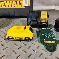 Houston location- AS-IS DEWALT 20V MAX Lithium-Ion Cross Line Laser Level Kit with 2.0Ah Battery, Charger and Case