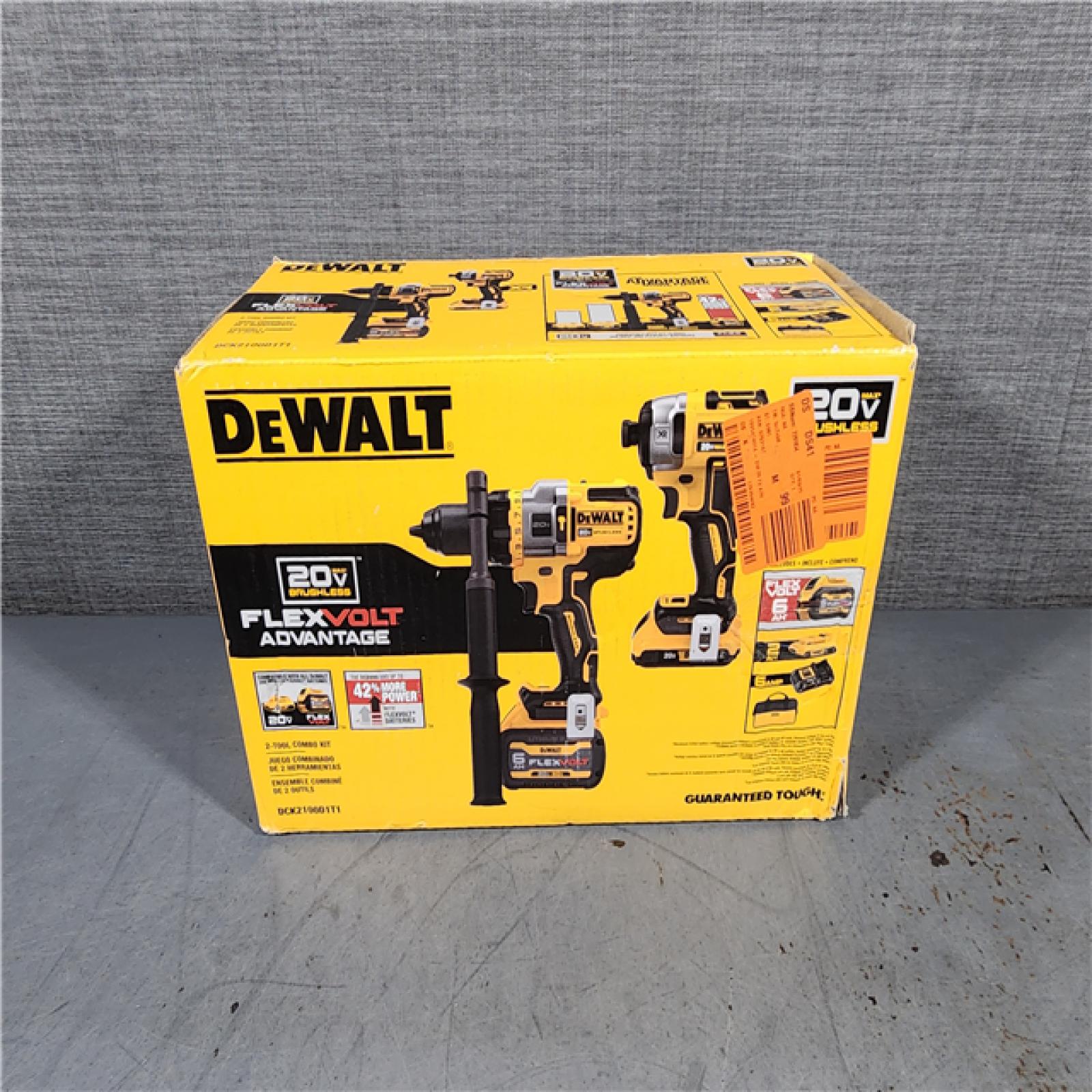 HOUSTON LOCATION - AS-IS (APPEARS LIKE NEW) DEWALT 20V MAX Cordless Brushless Hammer Drill/Driver 2 Tool Combo Kit with FLEXVOLT ADVANTAGE