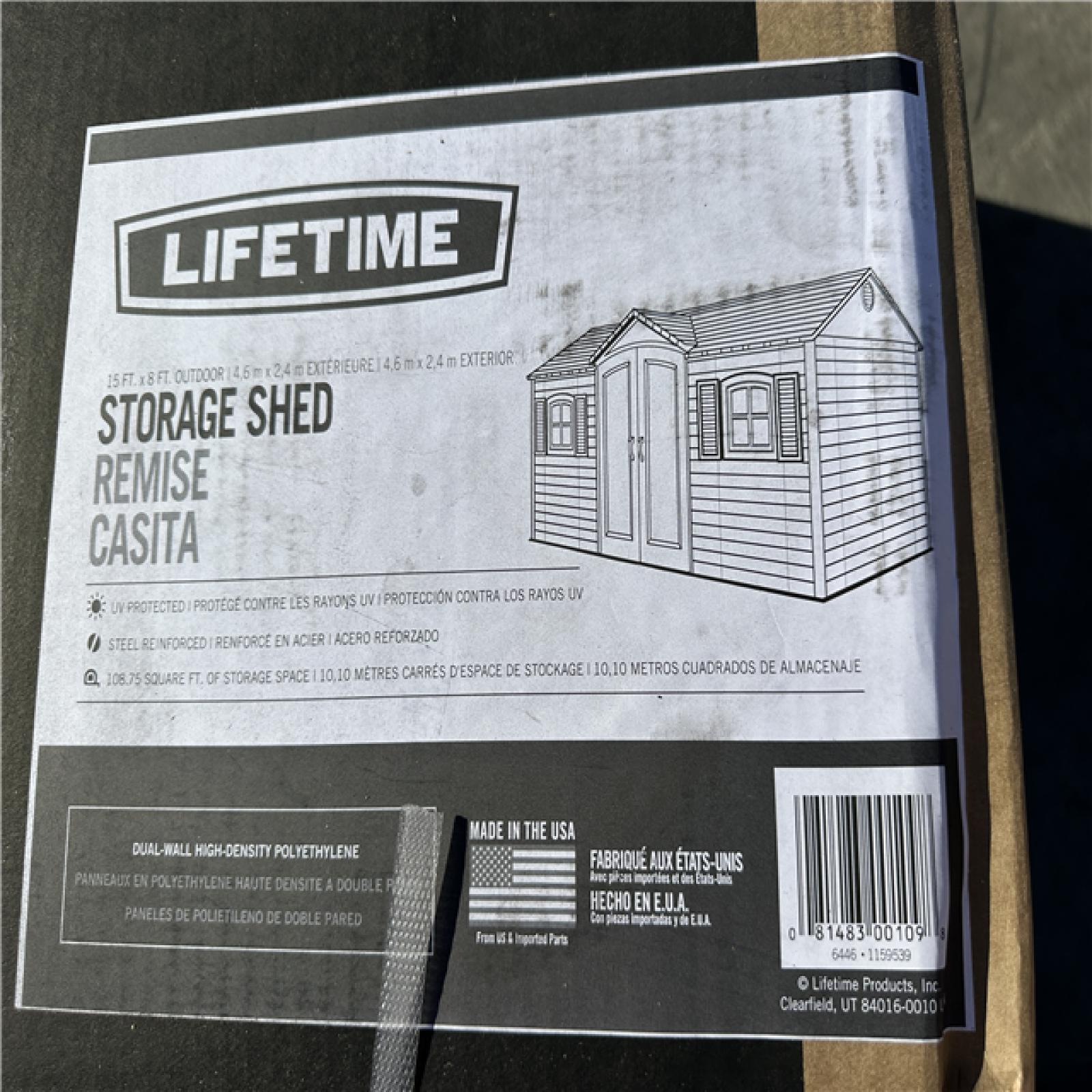 California AS-IS Lifetime Outdoor Storage Shed 15Ft x 8 ft