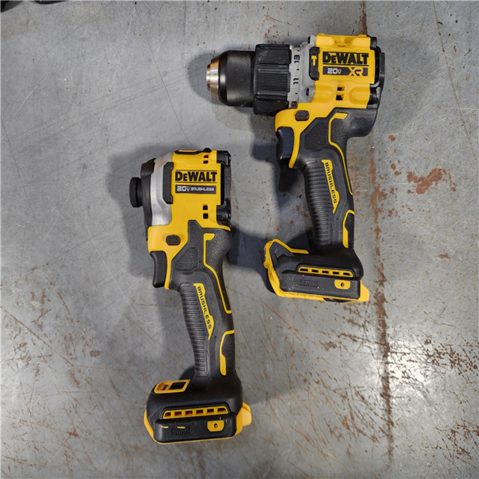 HOUSTON LOCATION - AS-IS DEWALT 20V MAX XR Hammer Drill and ATOMIC Impact Driver 2 Tool Cordless Combo Kit with (2) 4.0Ah Batteries, Charger, and Bag