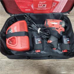 AS-IS M12 FUEL SURGE 12V Lithium-Ion Brushless Cordless 1/4 in. Hex Impact Driver Compact Kit W/Two 2.0Ah Batteries, Bag