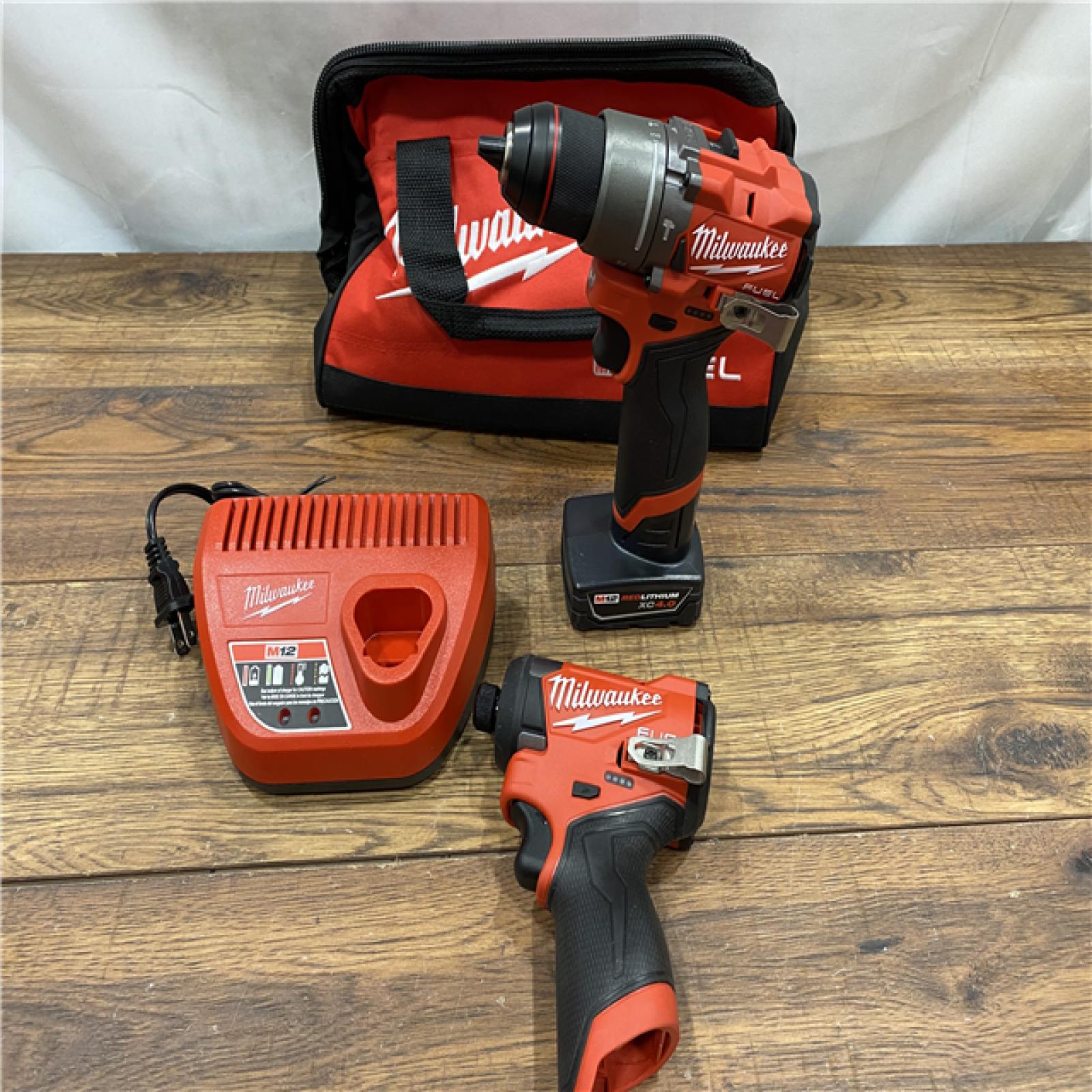 AS IS Milwaukee 3497-22 12V Brushless Hammer Drill and Impact Driver Combo Kit