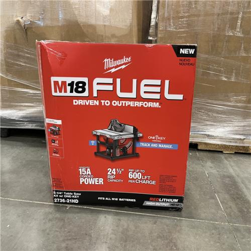 AS-IS Milwaukee M18 FUEL ONE-KEY 18- Volt Lithium-Ion Brushless Cordless 8-1/4 in. Table Saw Kit W/(1) 12.0Ah Battery & Rapid Charger