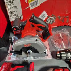 HOUSTON LOCATION - AS-IS (APPEARS LIKE NEW) Milwaukee M18 18-Volt Lithium-Ion Cordless Combo Tool Kit (5-Tool) with (1) 3.0Ah and (1) 1.5Ah Battery, (1) Charger, (1) Tool Bag