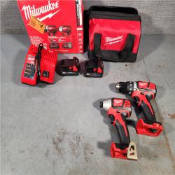 HOUSTON LOCATION - AS-IS Milwaukee M18 18V Cordless Brushed 2 Tool Drill/Driver and Impact Driver Kit