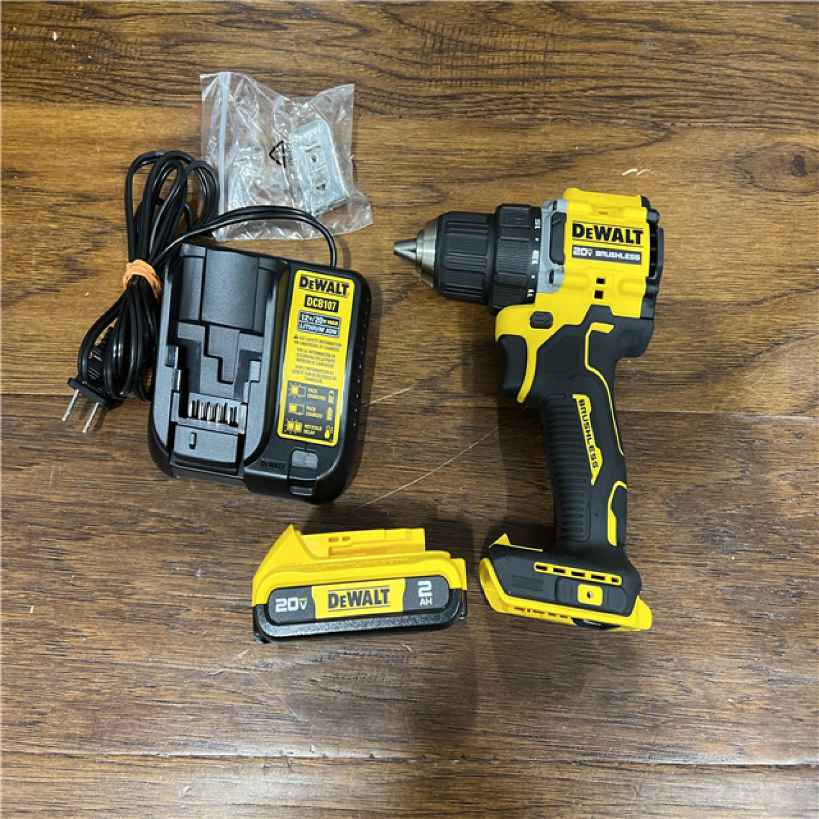 AS-IS DEWALT ATOMIC 20-Volt Lithium-Ion Cordless Compact 1/2 in. Drill/Driver Kit with 2.0Ah Battery, Charger and Bag