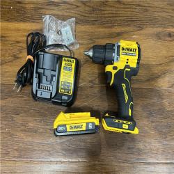 AS-IS DEWALT ATOMIC 20-Volt Lithium-Ion Cordless Compact 1/2 in. Drill/Driver Kit with 2.0Ah Battery, Charger and Bag