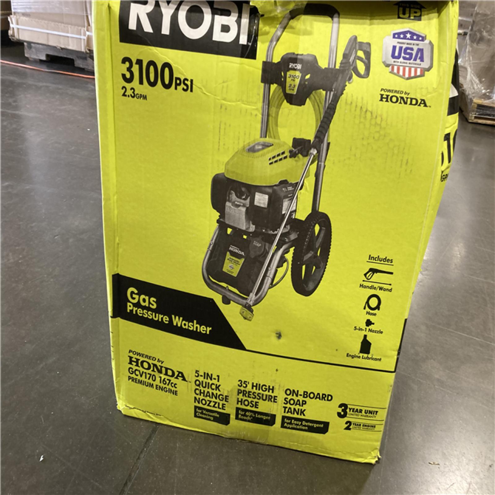 NEW! -  RYOBI 3100 PSI 2.3 GPM Cold Water Gas Pressure Washer with Honda GCV167 Engine