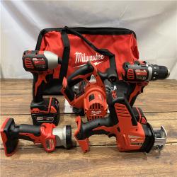 AS IS Milwaukee M18 18-Volt Lithium-Ion Cordless Combo Tool Kit (5-Tool) with (1) 3.0Ah and (1) 1.5Ah Battery, (1) Charger, (1) Tool Bag