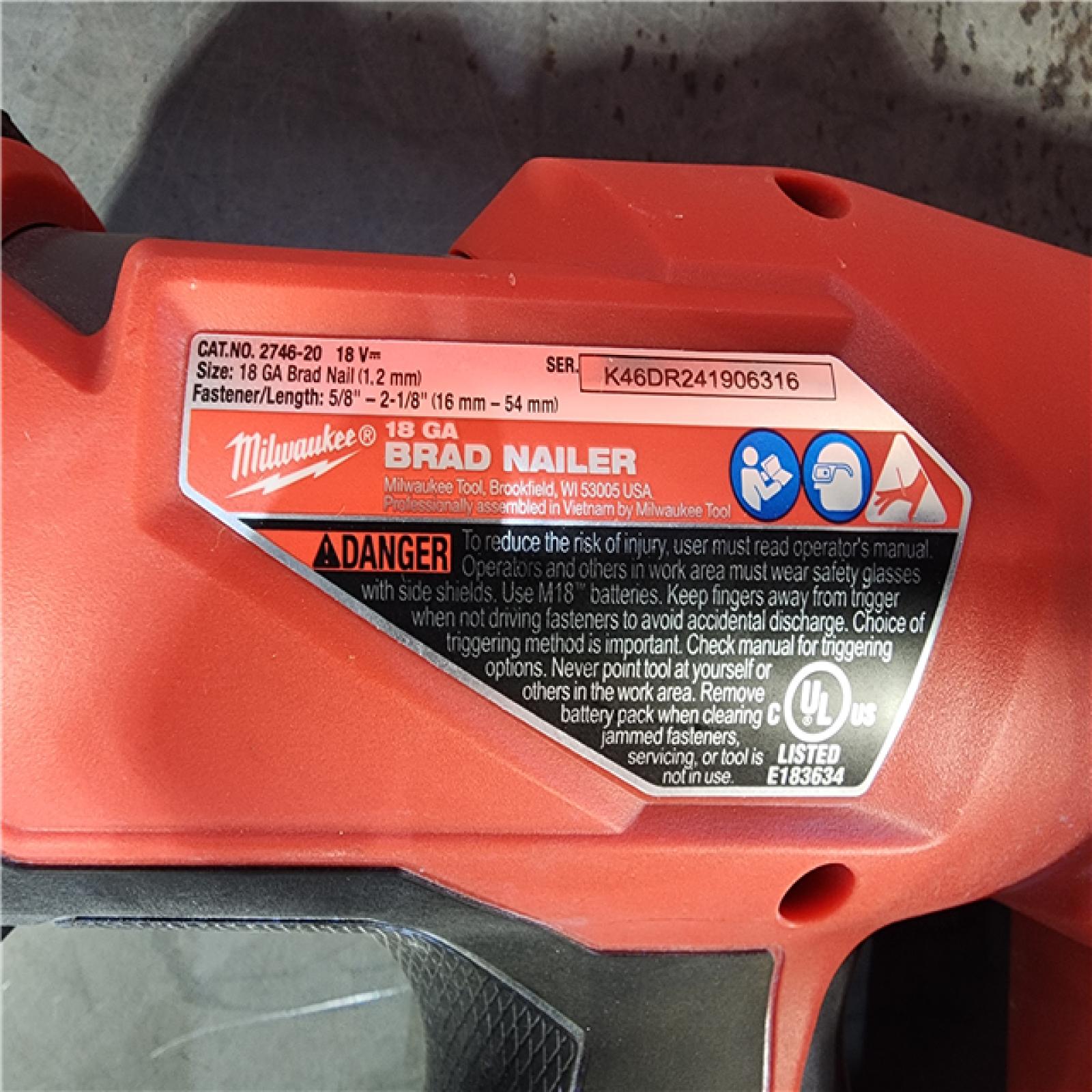 HOUSTON LOCATION - AS-IS Milwaukee M18 Fuel 18V Brushless 18-Gauge Brad Nailer 2746-20 (Bare Tool)