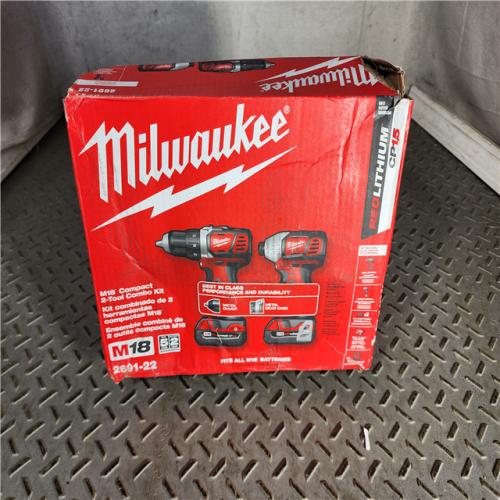 HOUSTON LOCATION - AS-IS (APPEARS LIKE NEW) Milwaukee M18 18V Cordless Brushed 2 Tool Drill/Driver and Impact Driver Kit