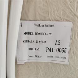 Phoenix Location NEW Standard Plumbing Supply D3060KX-LW-SE 30W X 60L X 38H WALK-IN SOAKER TUB, LEFT DRAIN/DOOR, WHITE, IN-TUB GRAB BAR