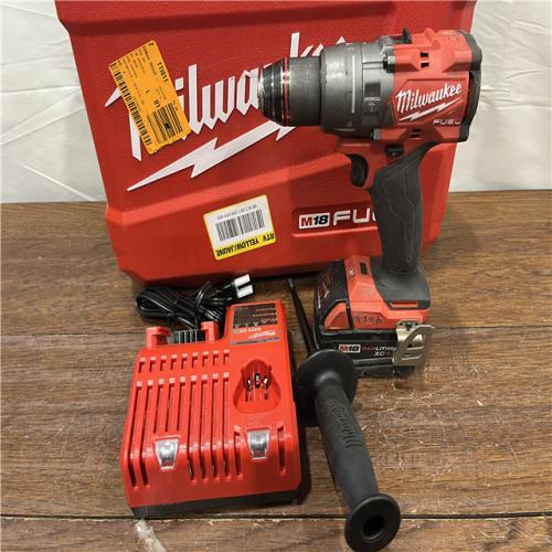 AS-ISMilwaukee 2904-22 Hammer Drill Driver Kit with Batteries  Charger & Tool Case  Red