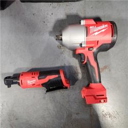 HOUSTON LOCATION - AS-IS (APPEARS LIKE NEW) M12/M18 12/18V Lithium-Ion Cordless 3/8 in. Ratchet and 1/2 in. High Torque Impact Wrench with Friction Ring Combo Kit