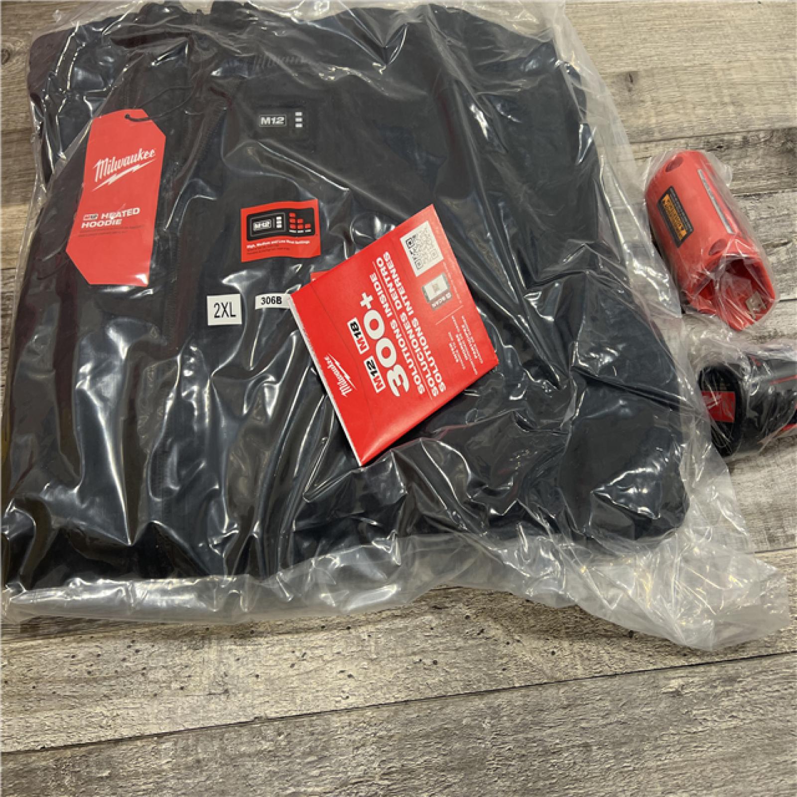 AS-IS Milwaukee 2X-Large M12 12-Volt Lithium-Ion Cordless Black Heated Jacket Hoodie Kit