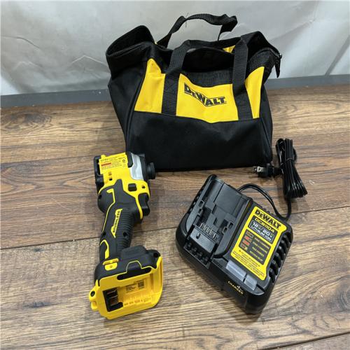 AS-IS DEWALT ATOMIC 20V MAX Lithium-Ion Cordless 1/4 in. Brushless Impact Driver Kit, 5 Ah Battery, Charger, and Bag ( NO BATTERY )