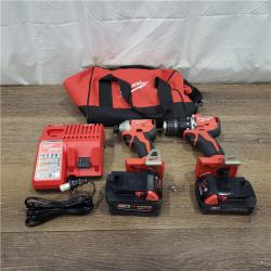 AS-IS M18 18-Volt Lithium-Ion Brushless Cordless Compact Hammer Drill/Impact Combo Kit (2-Tool) with (2) Batteries, Bag