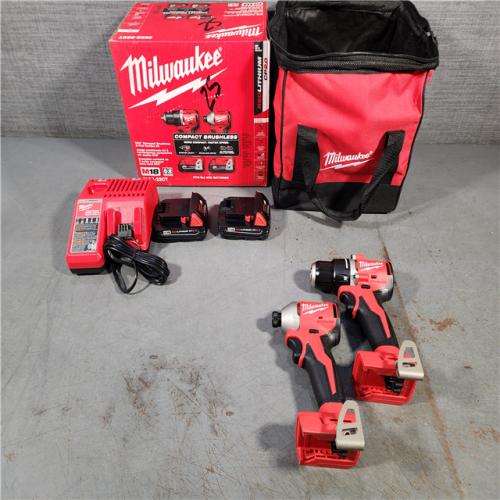 HOUSTON LOCATION - AS-IS M18 18V Lithium-Ion Brushless Cordless Compact Drill/Impact Combo Kit (2-Tool) W/(2) 2.0 Ah Batteries, Charger & Bag