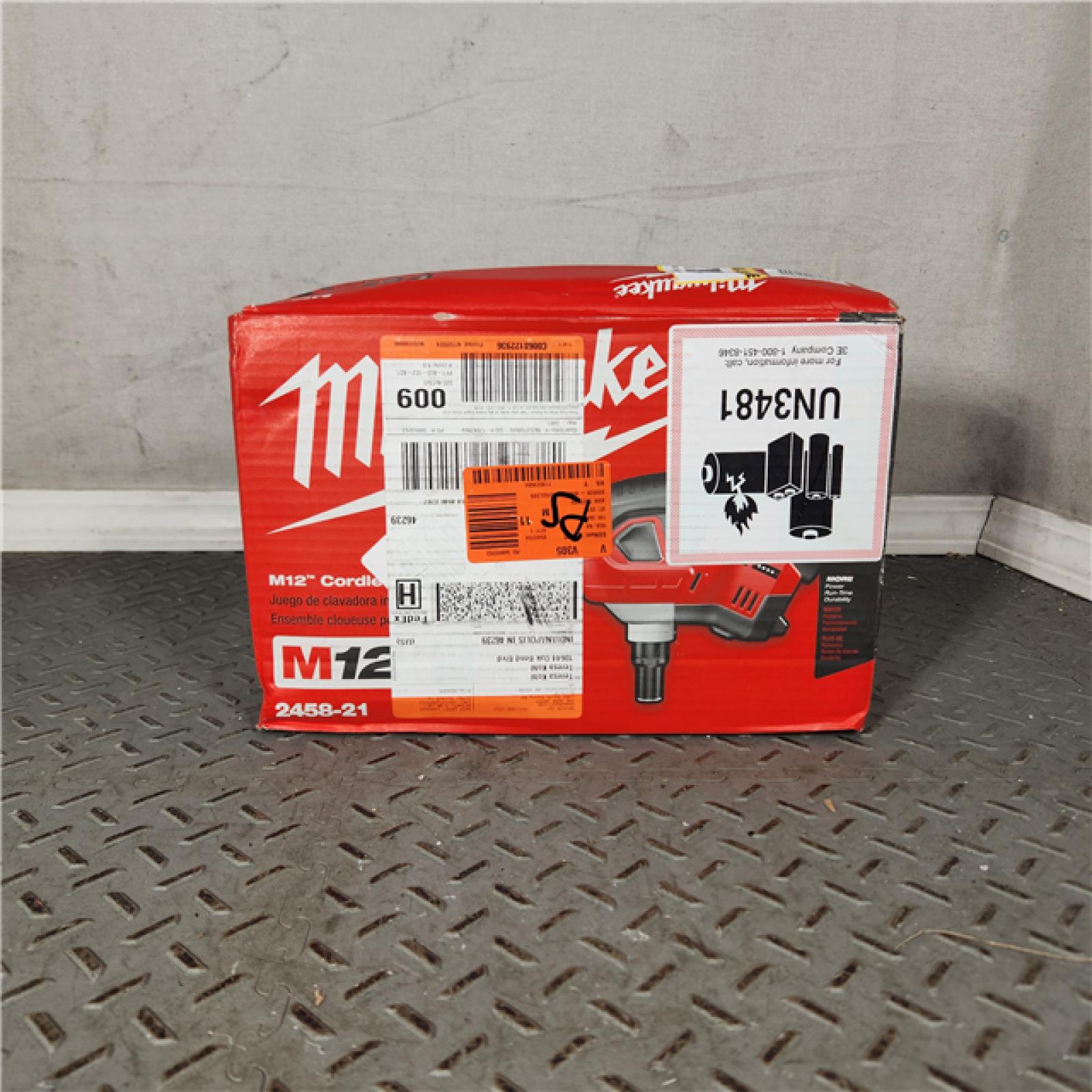 Houston Location - As-Is Milwaukee M12 12-Volt Lithium-Ion Cordless Palm Nailer Kit with One 1.5Ah Battery, Charger and Tool Bag - Appears IN GOOD Condition