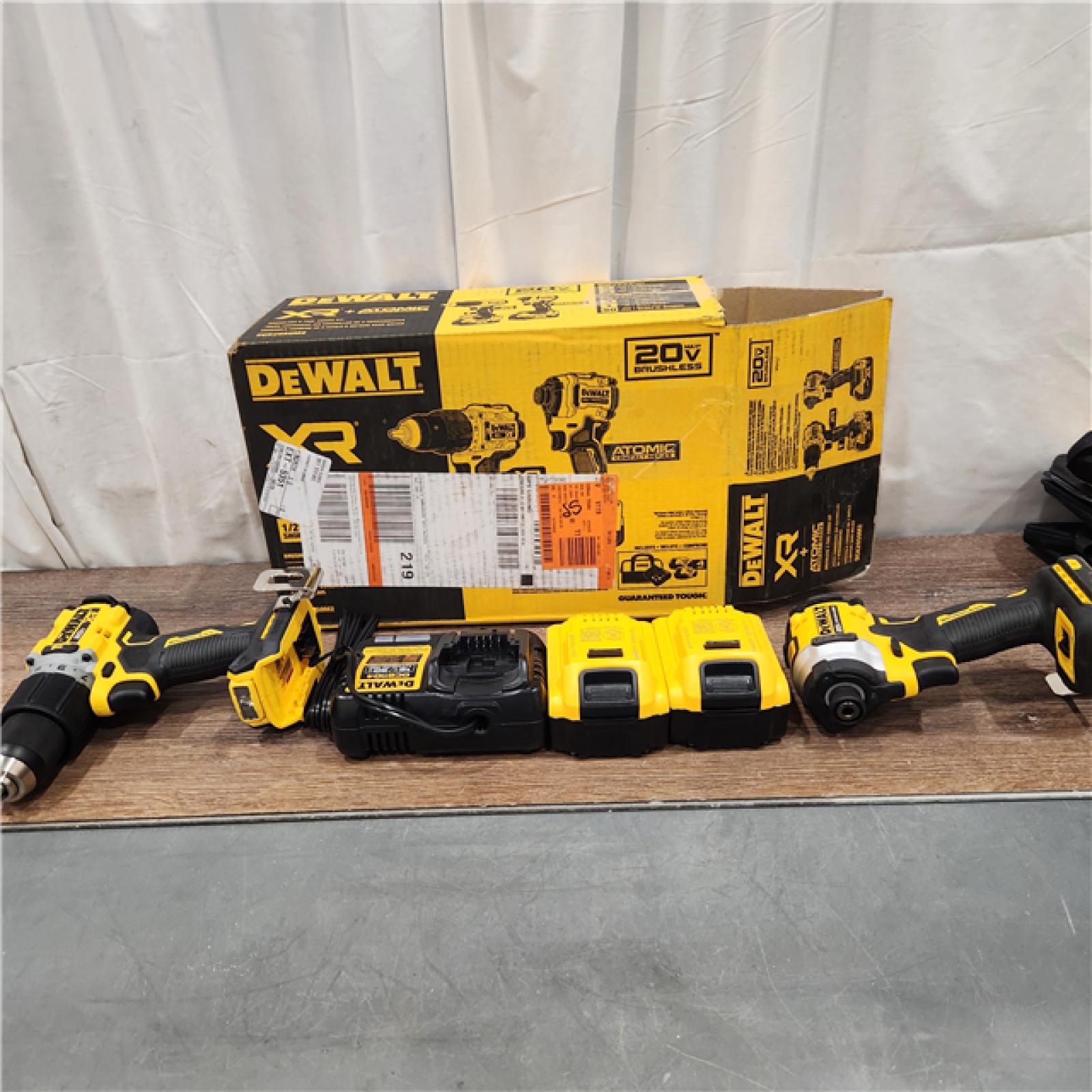 AS IS DEWALT 20V MAX XR Hammer Drill and ATOMIC Impact Driver 2 Tool Cordless Combo Kit with (2) 4.0Ah Batteries, Charger, and Bag