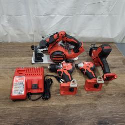 AS-IS M18 18-Volt Lithium-Ion Brushless Cordless Combo Kit (4-Tool) with 2-Batteries, 1-Charger and Tool Bag