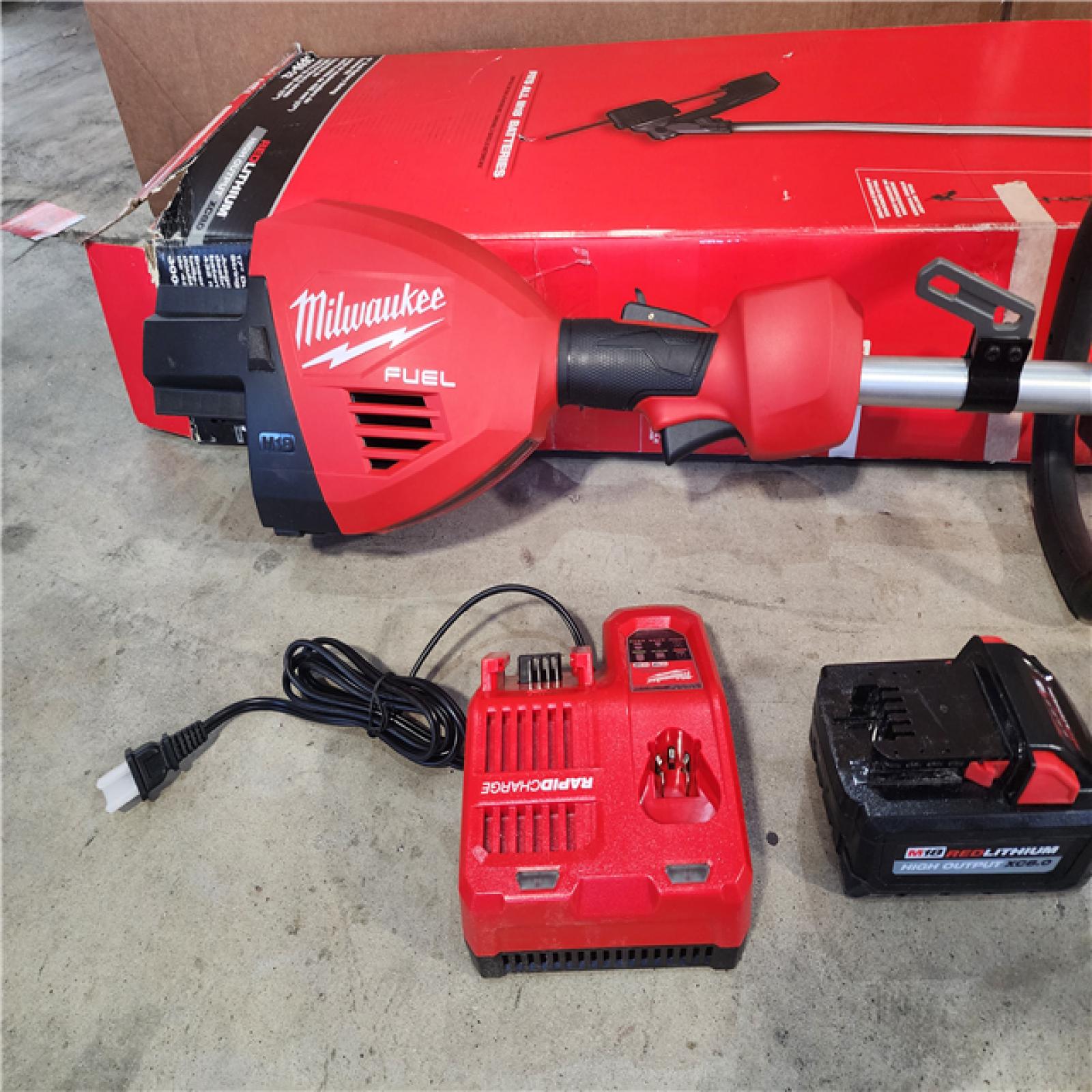 HOUSTON LOCATION - AS-IS M18 FUEL 18V Brushless Cordless 17 in. Dual Battery Straight Shaft String Trimmer with (2) 8.0 Ah Batteries and Charger