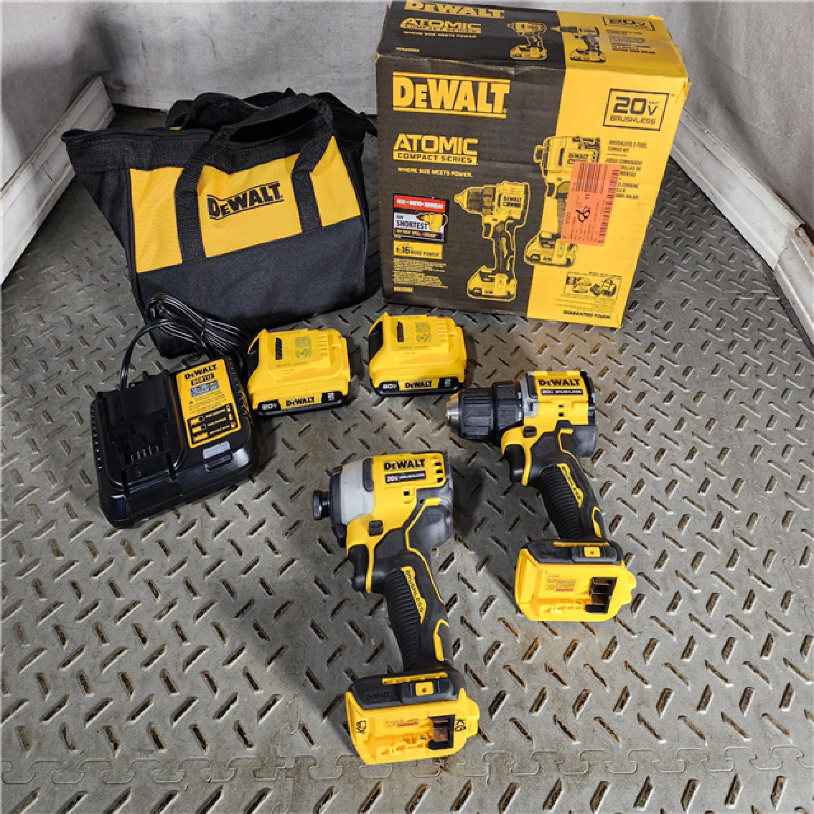 HOUSTON LOCATION - AS-IS ATOMIC 20-Volt MAX Lithium-Ion Cordless Combo Kit (2-Tool) with (2) 2.0Ah Batteries, Charger and Bag