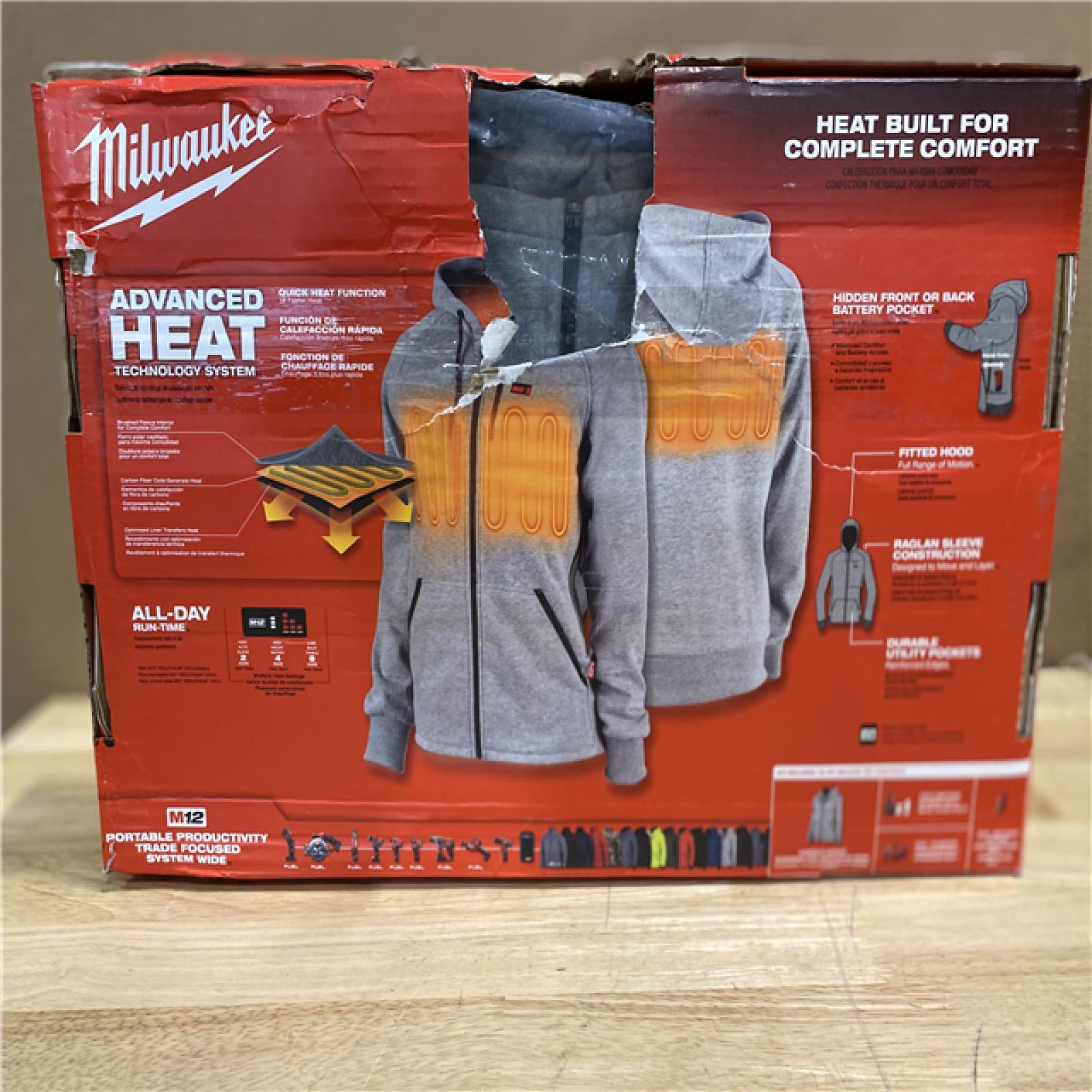 NEW! - Milwaukee Women's X-Small M12 12-Volt Lithium-Ion Cordless Gray Heated Jacket Hoodie Kit with (1) 2.0 Ah Battery and Charger