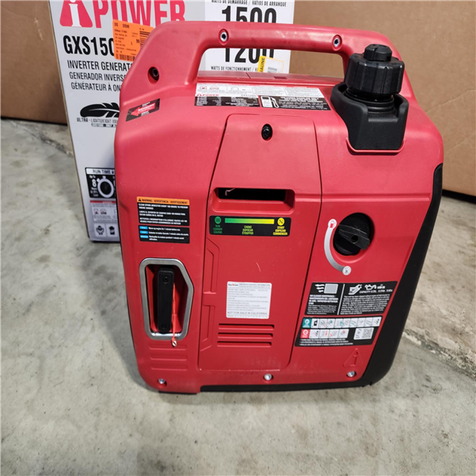 HOUSTON LOCATION - AS-IS 1500-Watt Recoil Start Gasoline Powered Ultra-Light Inverter Generator with 60cc OHV Engine and CO Sensor Shutdown