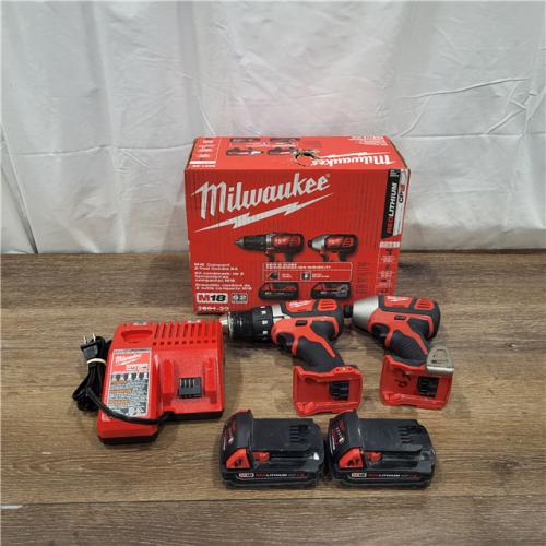 AS-IS Milwaukee M18 18V Cordless Brushed 2 Tool Drill/Driver and Impact Driver Kit