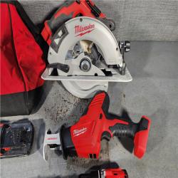 HOUSTON LOCATION - AS-IS Milwaukee M18 18-Volt Lithium-Ion Brushless Cordless Combo Kit (4-Tool) with 2-Batteries, 1-Charger and Tool Bag