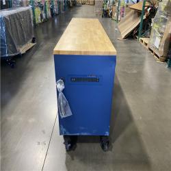 DALLAS LOCATION- Husky Tool Storage Heavy Duty 84 in. W x 24 in. D Matte Blue Mobile Workbench Cabinet