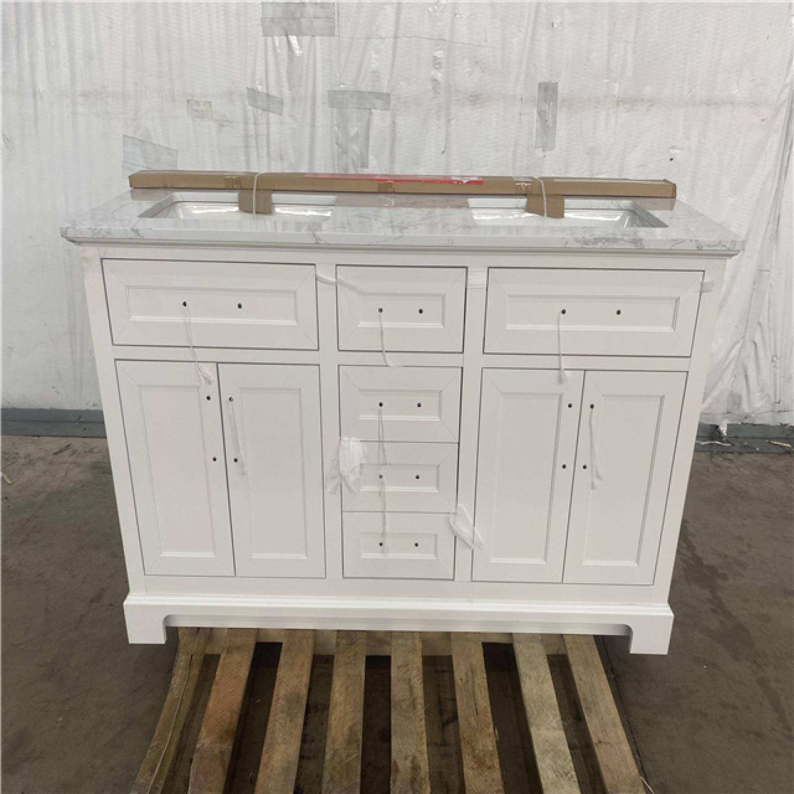 Houston Location AS-IS - Home Decorators Collection Doveton 60in. White - Bathroom Vanity