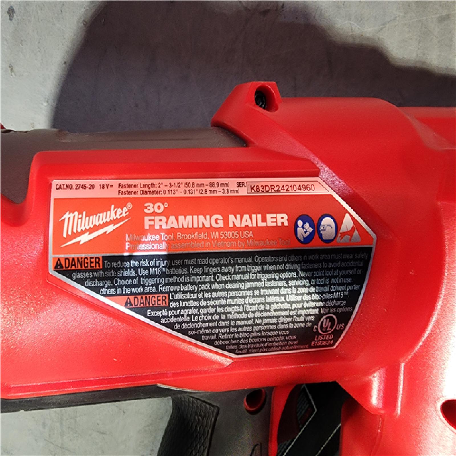 HOUSTON LOCATION - AS-IS (APPEARS LIKE NEW) M18 FUEL 3-1/2 in. 18-Volt 30-Degree Lithium-Ion Brushless Cordless Framing Nailer (Tool-Only)