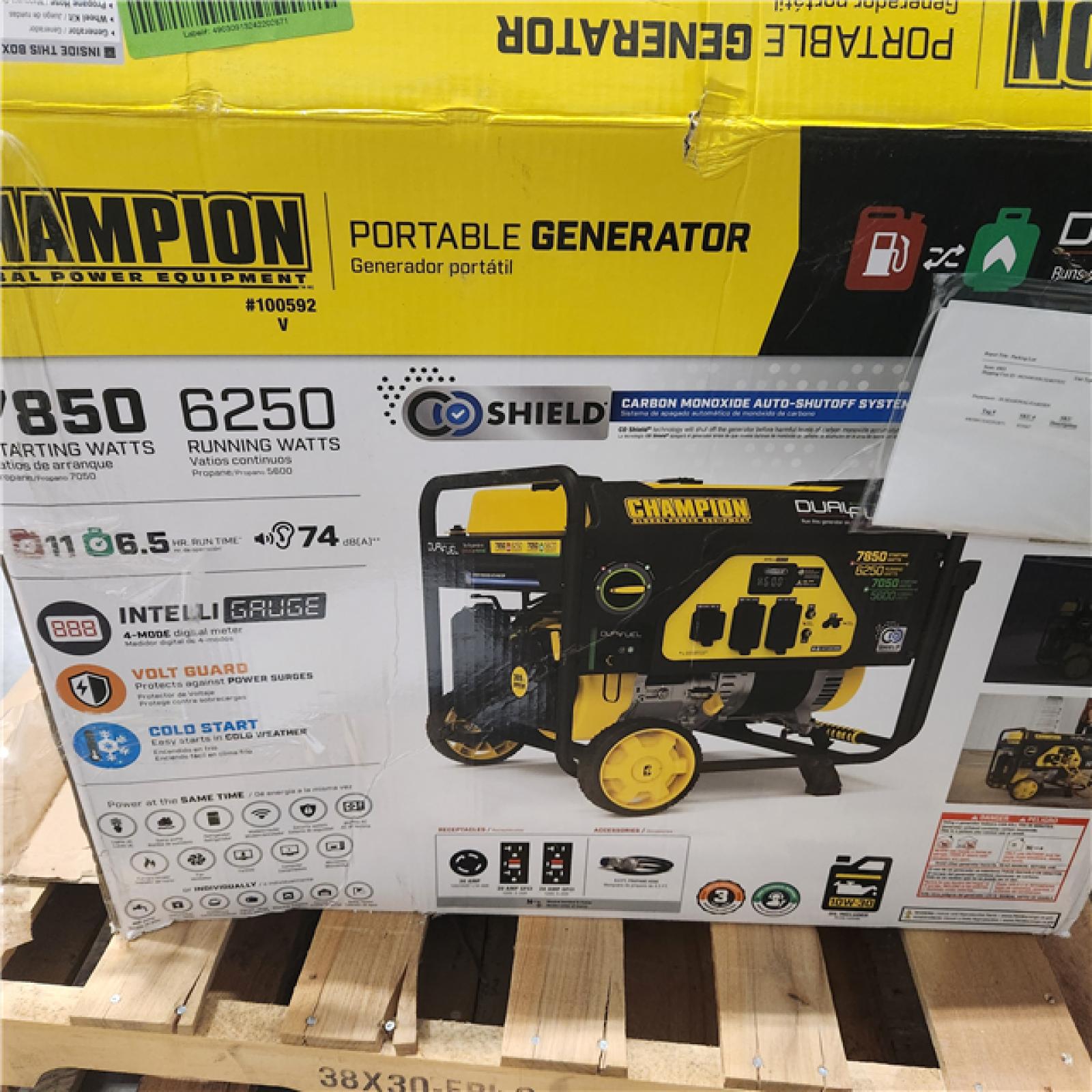 Dallas Location - As-Is Champion 7850/6250w Gas Portable Generator