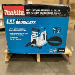 NEW! - Makita 18V X2 LXT Lithium-Ion (36V) Brushless Cordless 2.1 Gallon Dry Dust Extractor, Tool Only