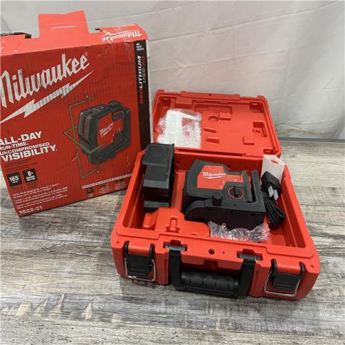 AS-IS Milwaukee-3522-21 Green Beam Laser Cross Line Plumb Point USB Rechargeable